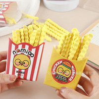 Soododo Nouvelle Gomme à effacer en forme de frites de dessin animé, créative, simulation réaliste, faible production de poussière, papeterie pour étudiants