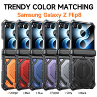 Étui de téléphone pliable magnétique avec cadre renforcé en TPU PC, résistant aux chocs, couverture complète de la charnière, trou pour cordon pour Samsung Galaxy Z Flip 8