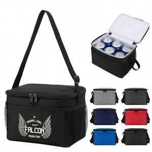 Insulate Lunch Bag 6 Cans Cooling Thermal Lunch Food <b>Box</b> With Removable Shoulder Strap with Side Pockets <b>Cooler</b> Tote Bag - Product Image 1