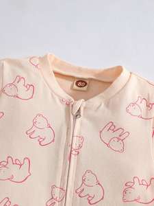 Ropa de bebé para niñas y niños pequeños, mono de bebé con <span class=keywords><strong>cremallera</strong></span>, cuello de béisbol, peleles de algodón orgánico para bebés - Product Image 4