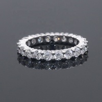 Penjualan Laris Desain Bundar Kualitas Tinggi 3Mm Total 2,1 K Putih Moissanite Cincin Band Keabadian Berlian