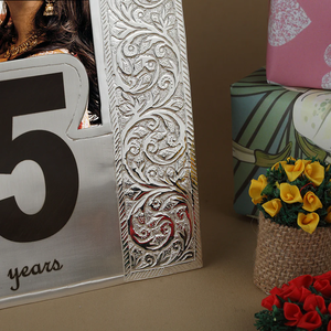 Marco de Fotos Metálico con Acabado Plateado para el 25 Aniversario, Diseño Antiguo, Alta Calidad, Duradero, Regalo para Parejas de Boda, Decoración para el Hogar - Product Image 2
