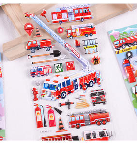 Feuille d'autocollants de dessin animé en mousse 3D pour enfants, feuille d'autocollants gonflables amovibles pour garçons, voiture, camion, camion, <span class=keywords><strong>taxi</strong></span>, train - Product Image 3