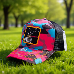 Cappello da camionista Omeon a 6 pannelli, regolabile, in rete traspirante, unisex, stile street, con ricamo a forma di cervo, primavera estate - Product Image 2