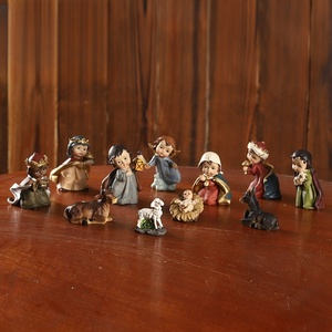 Un ensemble de 11 cadeaux de décoration de <span class=keywords><strong>naissance</strong></span> du Christ Jésus en résine JSA15 scène de Noël artisanat parfait cadeaux de Noël catholique - Product Image 1