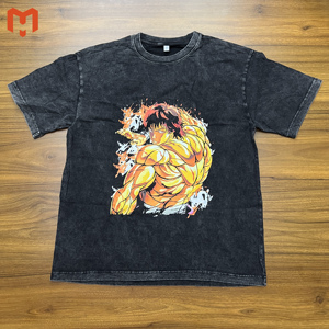 Camiseta de <span class=keywords><strong>Anime</strong></span> para Hombre, Estilo Vintage, Lavado Ácido, Impresión Serigráfica, Tallas Grandes, Venta Caliente, MOQ Bajo - Product Image 4