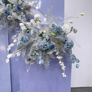 تخصيص المتربة الأزرق الرمادي خلفية العدائين الاصطناعي الحرير الزهور الصف الكرة مجموعة ، الزفاف الاصطناعي زهرة حمراء زهرة اصطناعية - Product Image 6