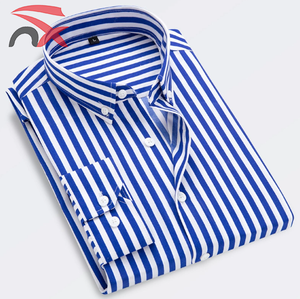 新作春秋ブレンドカジュアルシャツメンズボタン長袖ストライプシャツレギュラーフィット男性ブラウス - Product Image 3