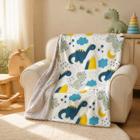 Couverture bébé de luxe super douce antistatique à imprimé dinosaure, en minky à pois, réversible, en peluche gaufrée à bulles, pour tout-petits et nouveau-nés