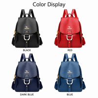 Sac à dos pour femme en cuir PU, design à rabat, boucle en U dorée, poches zippées sur le devant, quincaillerie dorée, OEM ODM, vente en gros, MOQ 10 pièces