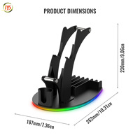 Support de rangement de bureau pour lumière RVB pour étui de protection pour PC avec casque lumineux RVB/poignée/télécommande/support de chargement de disque