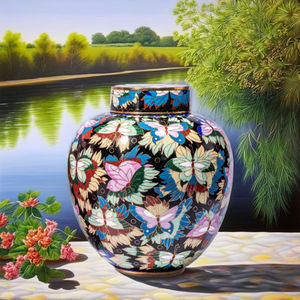 XUP098P традиционная металлическая урна в виде бабочки для человеческих персикового погребения - Product Image 3