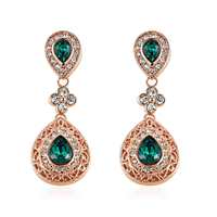Boucles d'oreilles pendantes vintage en filigrane, forme goutte d'eau, en cuivre plaqué or rose, zircon violet, trèfle, bijoux de fête pour femme