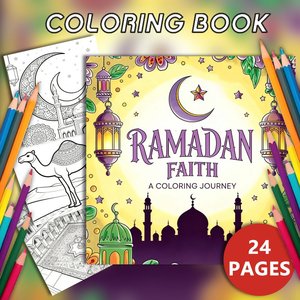 Libro <span class=keywords><strong>da</strong></span> <span class=keywords><strong>Colorare</strong></span> per Adulti a Tema Ramadan, Servizio di Stampa Personalizzata, 24 Pagine con Disegni di Moschee e Lanterne, Antistress - Product Image 1