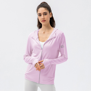 UPF 50 + UV Protection solaire veste femmes fermeture éclair à capuche à manches longues respirant vêtements de plein air pêche course veste - Product Image 4