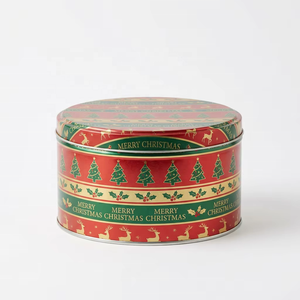 Boîte en métal ronde rouge traditionnelle pour Noël, conteneur métallique pour les fêtes, imprimé sur mesure pour l'emballage de bonbons et biscuits faits maison - Product Image 6