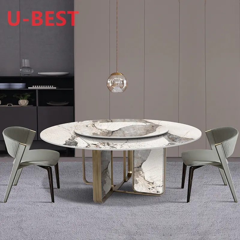 U-BEST Exclusive Sales Restaurant Modern Delicate Round Marble Dining Table Contemporary Dining Table Design