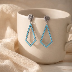 Orecchini geometrici bohémien con abbinamento di colori, accessori moda retrò esagerati da donna - Product Image 3
