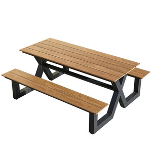 Mesa y Sillas de Picnic de Diseño Nuevo <span class=keywords><strong>2022</strong></span>, Mesa y Sillas de Picnic de Metal y Madera para Exteriores - Product Image 1