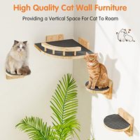 Ensemble de 4 étagères murales et perchoirs pour chats en bois massif, escaliers flottants robustes de 15 lb avec tapis pour petits chats
