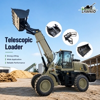 Chargeur télescopique économique LAWNIO avec direction entièrement hydraulique et forte traction pour la manutention de matériaux en vrac, chargeur diesel