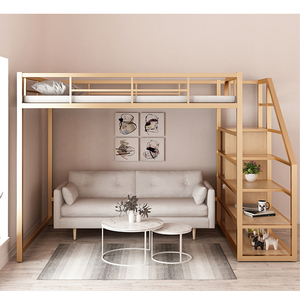 Letto a Soppalco Moderno in Metallo con Contenitore Letto in Ferro per Appartamento Dormitorio <span class=keywords><strong>Salvaspazio</strong></span> Multifunzionale Letto a Terra Mobili per Camera da Letto - Product Image 6