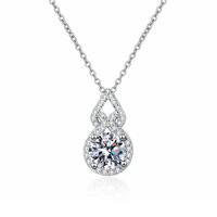 Collier pendentif en argent sterling 925 en forme de gourde XL101 avec moissanite ronde de 1 carat de couleur D