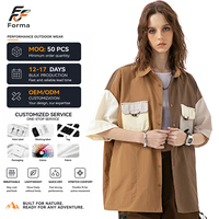 Chemise utilitaire unisexe OEM ODM à blocs de couleur, décontractée, à manches courtes, pour l'extérieur, chemise de travail légère pour la randonnée, avec logo personnalisé