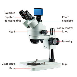 <span class=keywords><strong>Microscope</strong></span> stéréoscopique trinoculaire à zoom 7X-45X, lentille en verre <span class=keywords><strong>optique</strong></span>, appareil photo numérique, outils de fabrication industrielle - Product Image 2
