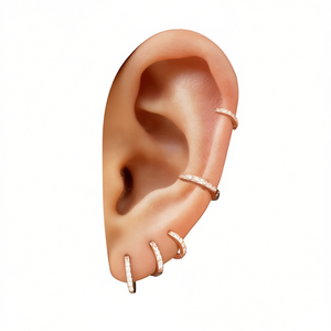 Orecchini a Cerchio Placcati in Oro Rosa con Cristalli e Strass, Design Trendy in Lega Unisex, Diametro Interno 7mm - Product Image 1