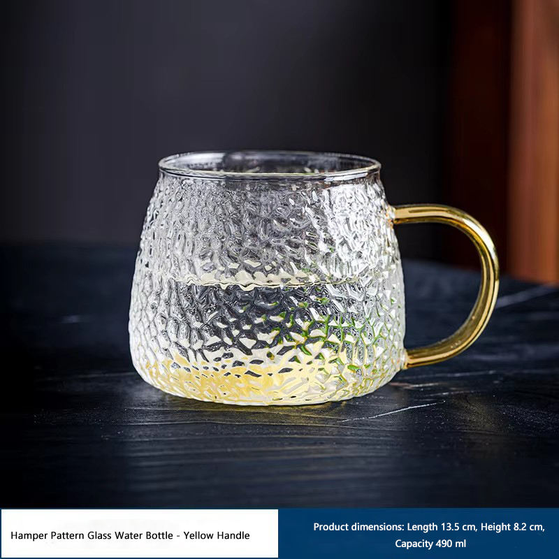 Hamper-shaped glass cup - yellow handle