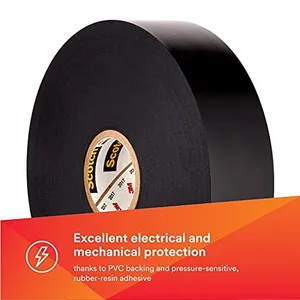 <span class=keywords><strong>Cinta</strong></span> Aislante Eléctrica de Vinilo Scotch Super 88, Grado Premium, Para Todo Tipo de Clima, 3/4 pulg. x 66 pies, 8.5 mil de grosor, Negra, 10 Rollos - Product Image 3