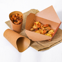 Boîte de restauration rapide jetable pour KFC à emporter emballage en papier kraft imprimé de logo personnalisé frites salades de poulet frit Vente en gros