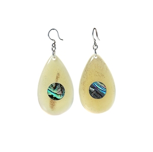 Premium Minh Giang Craft Buffalo Horn Earrings Elegant Inlaid <b>Abalone</b> <b>Shell</b> Designs Handmade Organic Jewelry for Her - Product Image 3