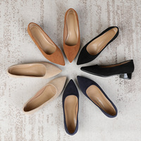 Chaussures de travail confortables à talon épais et bout pointu pour femmes