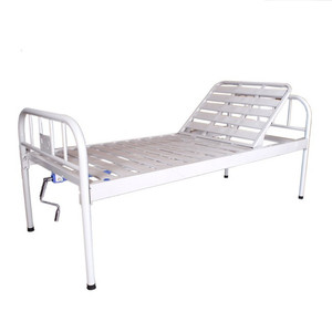 Lit médicalisé manuel 1980x900x550mm avec tête de lit en acier inoxydable et surface en acier thermolaqué pour usage hospitalier et chambre à coucher - Product Image 1