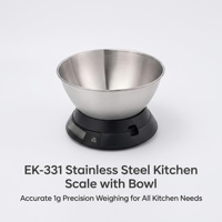 Balance de cuisine numérique intelligente multi-unités en acier inoxydable, ronde, 5 kg, 1 g, avec écran LCD, pour la cuisson et la préparation des aliments