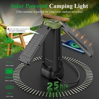 Lampe de travail LED télescopique solaire, projecteur de camping avec support pliable et perche extensible pour la chasse, le camping, la randonnée et la réparation