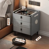 Mesita de noche moderna de lujo con carga inalámbrica y USB, muebles de madera inteligentes para el hogar o el hotel con función de almacenamiento
