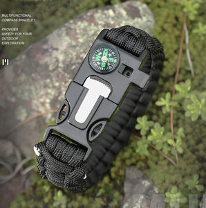 5-en-1 randonnée en plein air Camping survie Paracord Bracelet pêche équipement de chasse boussole allume-feu sifflet fort - Product Image 2