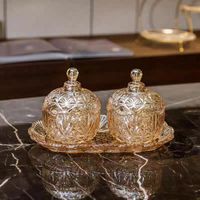 Thee-kleurige Scandinavische stijl licht luxe plantenbloemvormige moderne kristallen glazen fruit schaal woonkamer huishoudelijke kleine notenbak