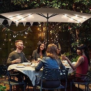 Sombrilla de Jardín/Patio Cuadrada Grande de 9 Pies, Personalizada, de Grado Comercial, con Poste Central, Iluminación LED Solar, para Exteriores y Cafés - Product Image 6