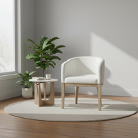 Fauteuil de salle à manger en chêne antique de style français FH1017, tissu en coton et lin, personnalisable, pour la maison, le bureau, la villa, l'appartement, l'hôtel