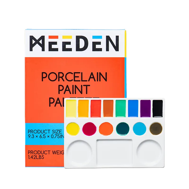 Meeden 9 bởi 6-1/2-inchrectangle hình sứ trộn khay gốm nghệ sĩ Sơn bảng màu cho màu nước bột màu sơn