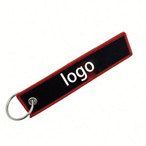 Custom Embroidered Logo Keychain Double-Sided Lock Edge Polyester Metal Key <b>Tag</b> Enterprise Keyring Pendant Wholesale Gift - Product Image 3