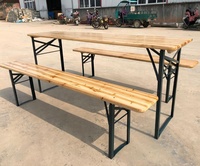 3pièces Mobilier de jardin pour l'extérieur, camping, table de pique-nique pliante en bois et banc de table à manger