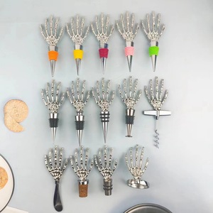 Silver Handbone Bottle Stopper Zinc Alloy Reusable Wine Cork Beer Opener Napkin Ring Bar Tools - Product Image 1
