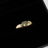 Bagues en or 14 carats de forme ovale avec saphir vert, bagues solitaires de créateur, bijoux en argent sterling 925 imperméables