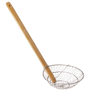 Juego de sartenes wok de acero al carbono, wok chino con mango de madera, espumadera de madera, colador de alambre para uso en restaurantes - Product Image 4