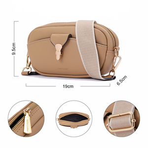 Prettyzys Good Looking PU Leather Messager Bag Monedero de hombro Bolsos de moda para teléfono móvil con correa ancha Crossbody Bag - Product Image 3